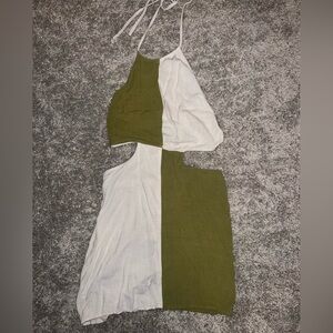 Open back color blocked dress